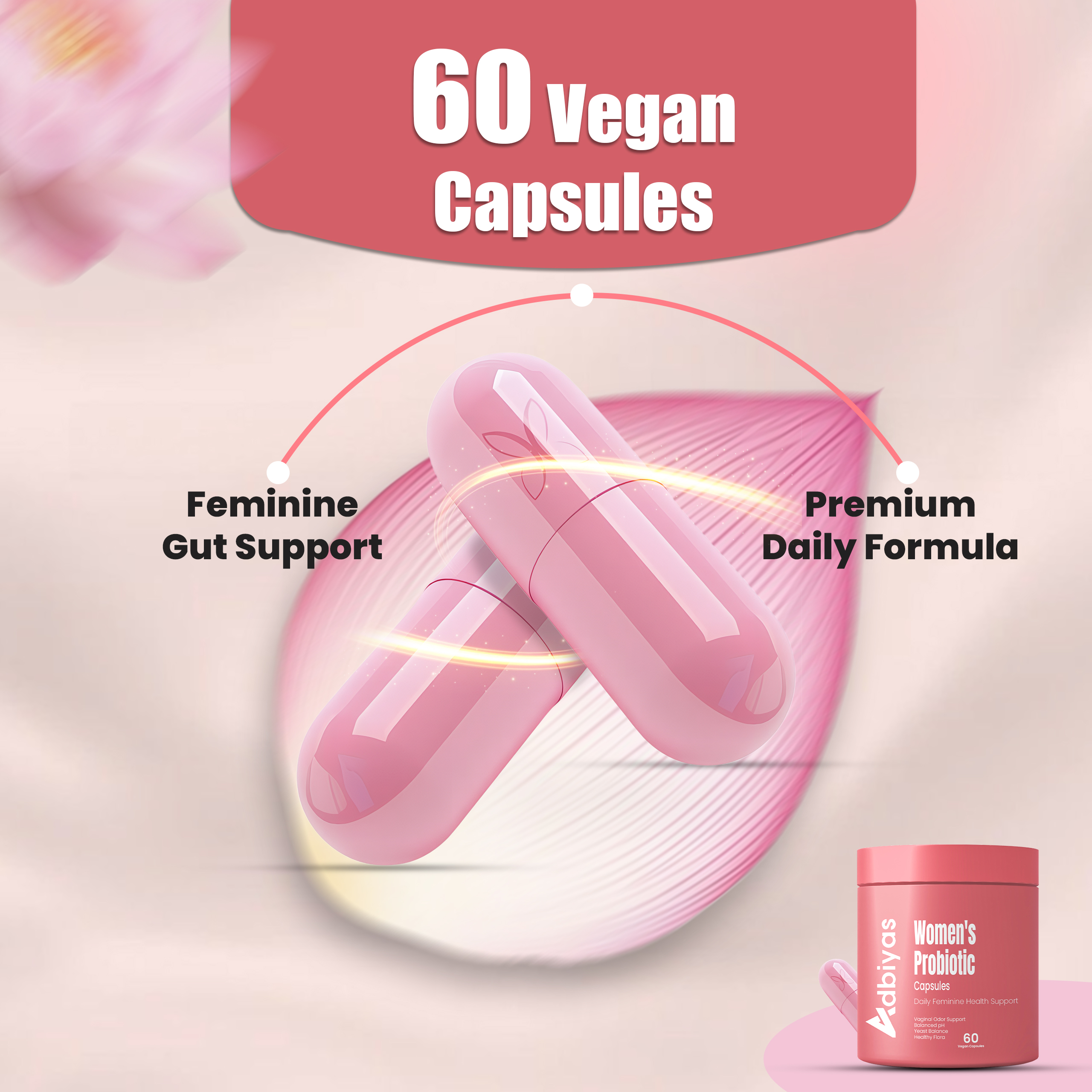 60 Vegan Capsules - Feminine Gut Support, Premium Daily Formula